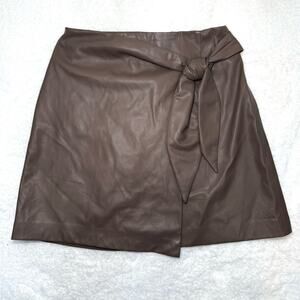 Pookie & Sebastian Faux Leather Wrap Style Tie Waist Mini Skirt Size Small